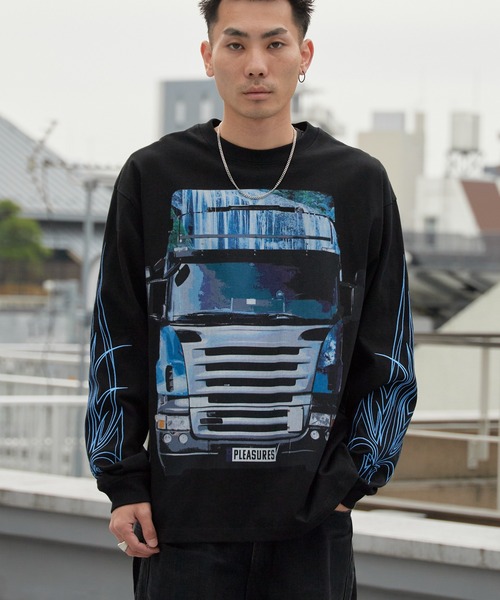 PLEASURES（プレジャー）の「PLEASURES/プレジャーズ SEMI HEAVYWEIGHT LONG SLEEVE デジタルプリント ロングスリーブ Tシャツ ロンT 2026年春夏（Tシャツ/カットソー・メンズ・ブラック・M/L/XL）」の7枚目の写真