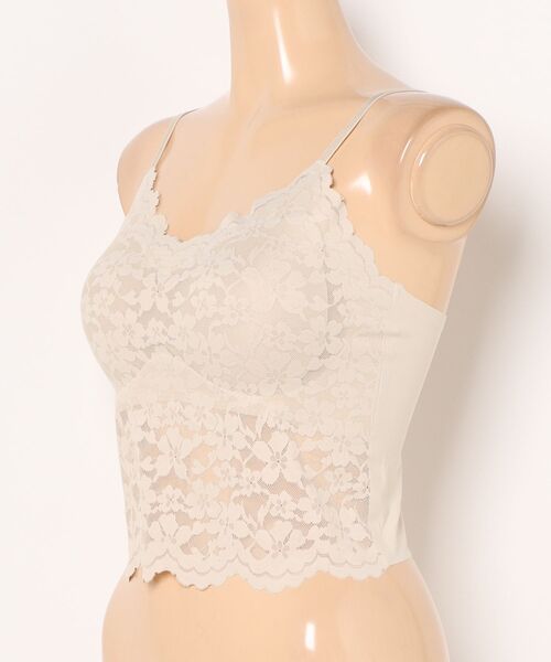 Lace Ladies（レースレディース）の「花柄 総レース カップ付き コンパクト キャミソール（キャミソール・レディース・ブラック/アイボリー/ホワイト・FREE）」の4枚目の写真