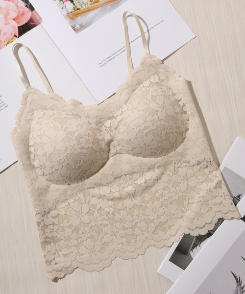 Lace Ladies（レースレディース）の「花柄 総レース カップ付き コンパクト キャミソール（キャミソール・レディース・ブラック/アイボリー/ホワイト・FREE）」の12枚目の写真