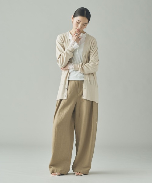 Curensology（カレンソロジー）の「Curensology(カレンソロジー)/ファインコットンＶネックカーディガン（カーディガン/ボレロ・レディース・ブラック/アイボリー/ブラウン・FREE）」の14枚目の写真