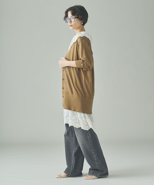 Curensology（カレンソロジー）の「Curensology(カレンソロジー)/ファインコットンＶネックカーディガン（カーディガン/ボレロ・レディース・ブラック/アイボリー/ブラウン・FREE）」の21枚目の写真