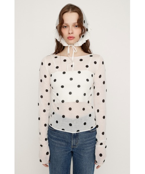 SLY（スライ）の「MICHIXSLY DOTS KNIT TOPS ミチスライドットニットトップス 冬服 春服（ニット/セーター・レディース・ブラック系その他2/ホワイト系その他2・FREE）」の6枚目の写真