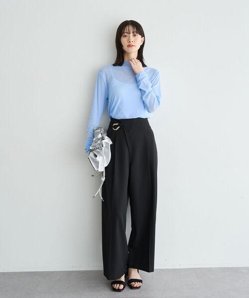 YECCA VECCA(イェッカヴェッカ)の「ハイネックシアートップス(Tシャツ/カットソー・レディース・オフホワイト/ブラック/ブルー・FREE)」の10枚目の写真