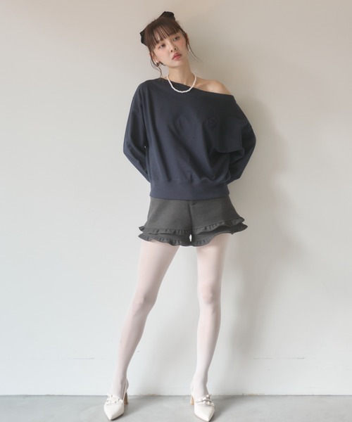 Nadana(ナダナ)の「ワンポイントオフショルプルオーバー(Tシャツ/カットソー・レディース・ホワイト/ネイビー・FREE)」の16枚目の写真