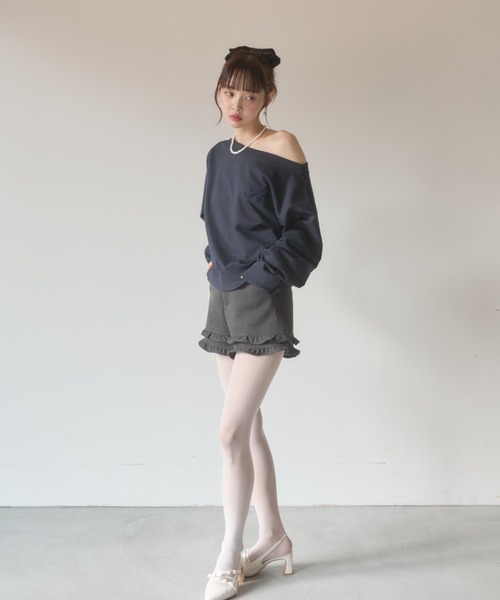 Nadana(ナダナ)の「ワンポイントオフショルプルオーバー(Tシャツ/カットソー・レディース・ホワイト/ネイビー・FREE)」の17枚目の写真