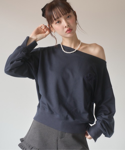 Nadana(ナダナ)の「ワンポイントオフショルプルオーバー(Tシャツ/カットソー・レディース・ホワイト/ネイビー・FREE)」の20枚目の写真
