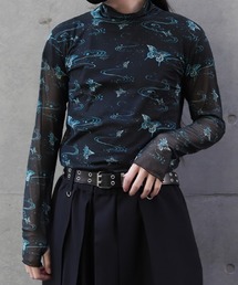 REZEN（リゼン）の「蝶プリントシアーインナー（Tシャツ/カットソー）」