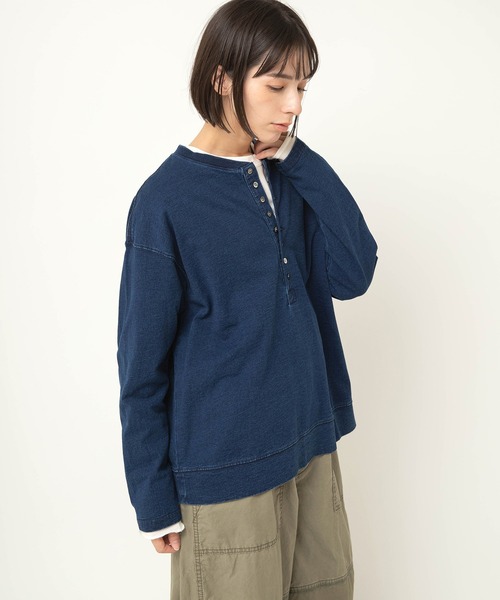 RNA-N(アールエヌエーエヌ)の「M2613 インディゴヘンリーT(Tシャツ/カットソー・レディース・ワンウォッシュ/インディゴブルー/ライトインディゴブルー・FREE)」の9枚目の写真