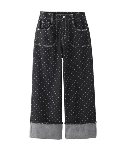 CHAN ME(チャンミ)の「ドット柄ロールアップワイドデニムパンツ(デニムパンツ・レディース・ブラック・X-LARGE/LARGE/MEDIUM)」の20枚目の写真
