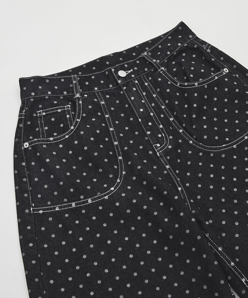 CHAN ME(チャンミ)の「ドット柄ロールアップワイドデニムパンツ(デニムパンツ・レディース・ブラック・X-LARGE/LARGE/MEDIUM)」の15枚目の写真