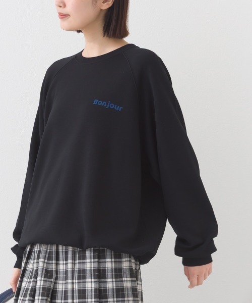 OMNES（オムネス）の「ソフトポンチロゴプリント裾ドローコード 長袖Tシャツ 花粉リリース付（Tシャツ/カットソー・レディース・ブラック/ライトピンク/ベージュ/ライトグレー・FREE）」の6枚目の写真