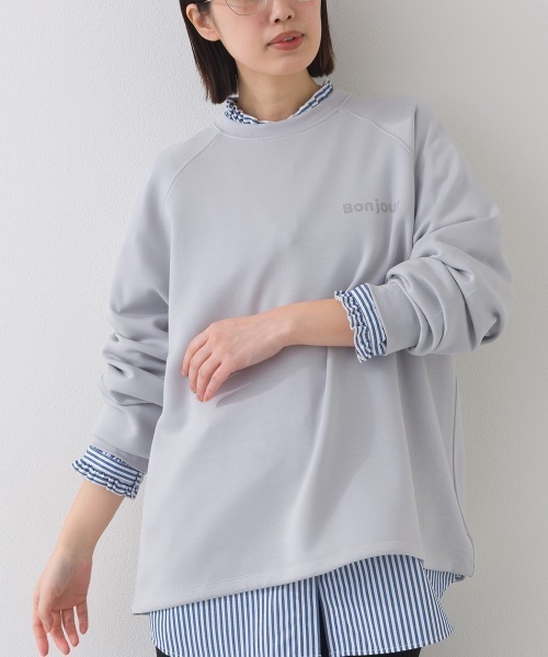 OMNES（オムネス）の「ソフトポンチロゴプリント裾ドローコード 長袖Tシャツ 花粉リリース付（Tシャツ/カットソー・レディース・ブラック/ライトピンク/ベージュ/ライトグレー・FREE）」の10枚目の写真