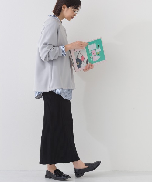 OMNES（オムネス）の「ソフトポンチロゴプリント裾ドローコード 長袖Tシャツ 花粉リリース付（Tシャツ/カットソー・レディース・ブラック/ライトピンク/ベージュ/ライトグレー・FREE）」の12枚目の写真