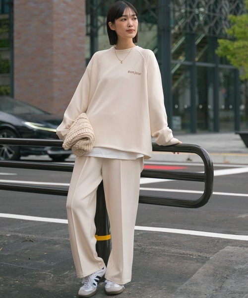 OMNES（オムネス）の「ソフトポンチロゴプリント裾ドローコード 長袖Tシャツ 花粉リリース付（Tシャツ/カットソー・レディース・ブラック/ライトピンク/ベージュ/ライトグレー・FREE）」の15枚目の写真