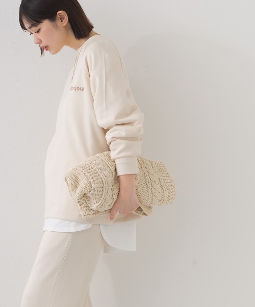 OMNES（オムネス）の「ソフトポンチロゴプリント裾ドローコード 長袖Tシャツ 花粉リリース付（Tシャツ/カットソー・レディース・ブラック/ライトピンク/ベージュ/ライトグレー・FREE）」の17枚目の写真