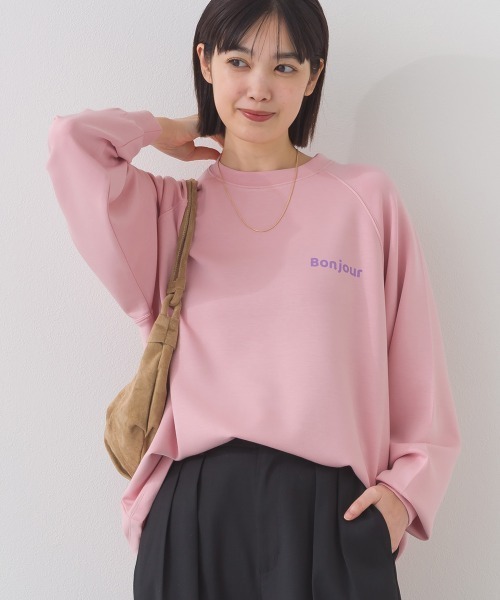 OMNES（オムネス）の「ソフトポンチロゴプリント裾ドローコード 長袖Tシャツ 花粉リリース付（Tシャツ/カットソー・レディース・ブラック/ライトピンク/ベージュ/ライトグレー・FREE）」の20枚目の写真