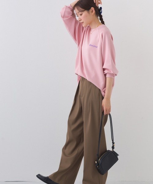 OMNES（オムネス）の「ソフトポンチロゴプリント裾ドローコード 長袖Tシャツ 花粉リリース付（Tシャツ/カットソー・レディース・ブラック/ライトピンク/ベージュ/ライトグレー・FREE）」の22枚目の写真