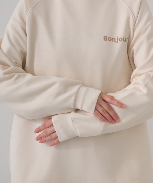 OMNES(オムネス)の「ソフトポンチロゴプリント裾ドローコード 長袖Tシャツ 花粉リリース付(Tシャツ/カットソー・レディース・ブラック/ライトピンク/ベージュ/ライトグレー・FREE)」の15枚目の写真
