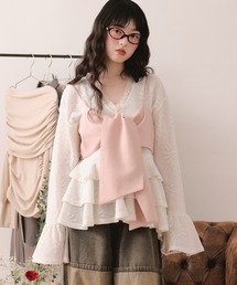 loin nuit | spangle lace frill tops / スパンコールレースフリルトップス(Tシャツ/カットソー)