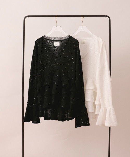 spangle lace frill tops / スパンコールレースフリルトップス（T