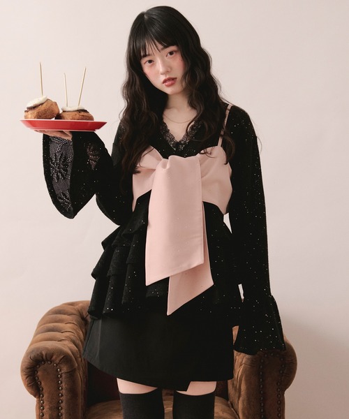 spangle lace frill tops / スパンコールレースフリルトップス（T