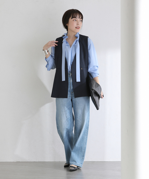 La TOTALITE（ラトータリテ）の「【洗える】フリルカラーブラウス（シャツ/ブラウス・レディース・ホワイト/サックスブルー・FREE）」の8枚目の写真