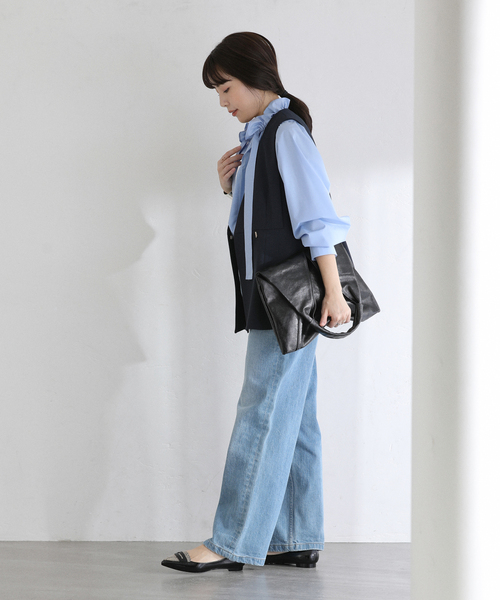 La TOTALITE（ラトータリテ）の「【洗える】フリルカラーブラウス（シャツ/ブラウス・レディース・ホワイト/サックスブルー・FREE）」の9枚目の写真