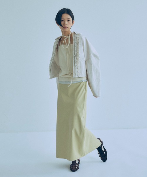 EN NEUME(エンノイム)の「Washable Faux Leather Narrow Skirt(スカート・レディース・ブルー/イエロー・FREE)」の7枚目の写真
