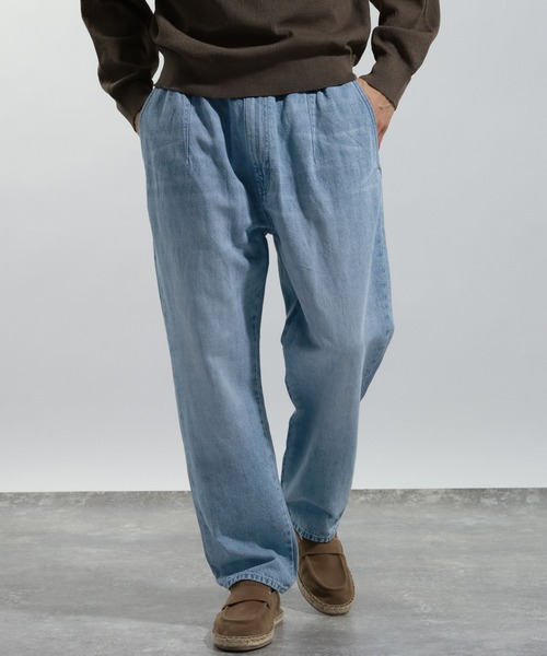BAYFLOW（ベイフロー）の「コットンリネンテーパードデニムパンツ【リラックスシルエット】（デニムパンツ・メンズ・ダークブルー/ライトブルー・LARGE/MEDIUM）」の2枚目の写真