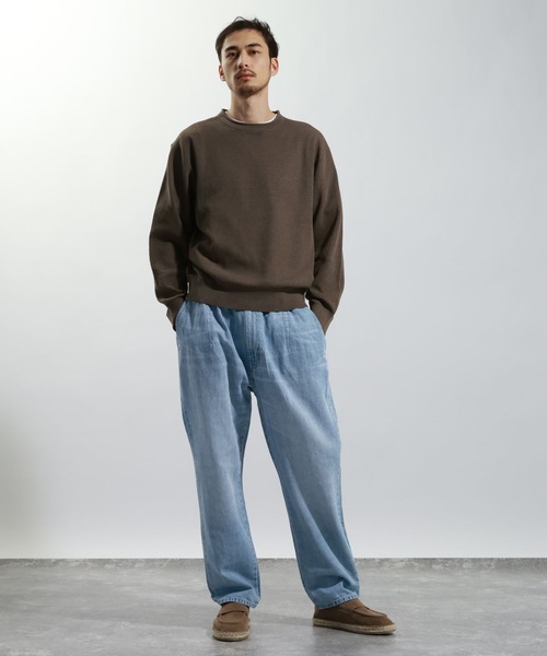 BAYFLOW（ベイフロー）の「コットンリネンテーパードデニムパンツ【リラックスシルエット】（デニムパンツ・メンズ・ダークブルー/ライトブルー・LARGE/MEDIUM）」の5枚目の写真