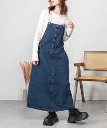 RCD（アールシーディー）の「配色ショルダーデニムサロペットスカート（サロペット/オーバーオール）」