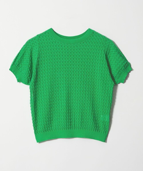 EMMEL REFINES(エメルリファインズ)の「<EMMEL REFINES>EM HW スカシアミ ショートスリーブ ニット(ニット/セーター・レディース・ライトピンク/ケリーグリーン・FREE)」の1枚目の写真