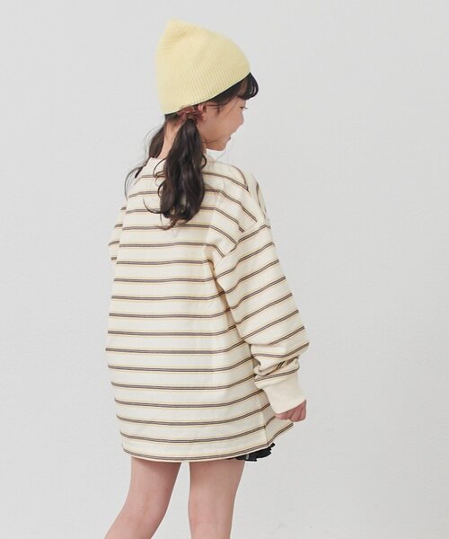 CIAOPANIC TYPY（チャオパニックティピー）の「【KIDS】【FOX×TYPY】【WEB限定】マルチボーダートップス（Tシャツ/カットソー・キッズ・アイボリー/ブラウン/ベージュ・150/130/110）」の12枚目の写真