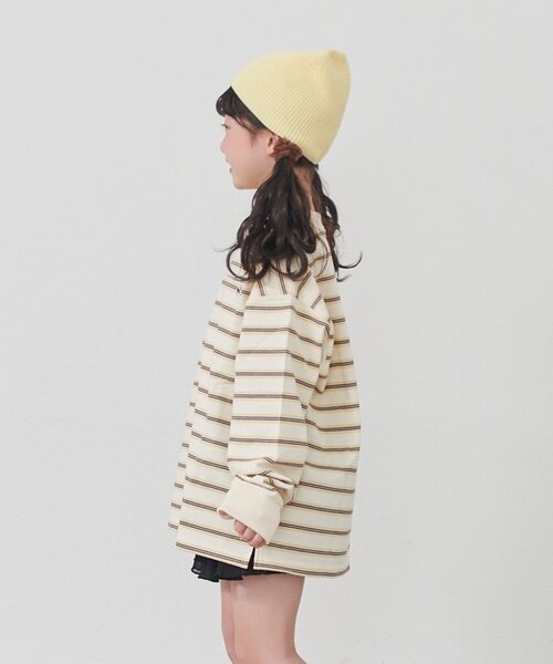 CIAOPANIC TYPY（チャオパニックティピー）の「【KIDS】【FOX×TYPY】【WEB限定】マルチボーダートップス（Tシャツ/カットソー・キッズ・アイボリー/ブラウン/ベージュ・150/130/110）」の13枚目の写真