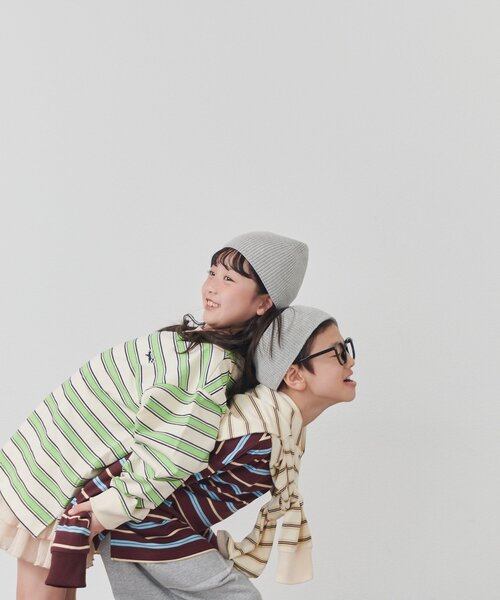 CIAOPANIC TYPY（チャオパニックティピー）の「【KIDS】【FOX×TYPY】【WEB限定】マルチボーダートップス（Tシャツ/カットソー・キッズ・アイボリー/ブラウン/ベージュ・150/130/110）」の19枚目の写真