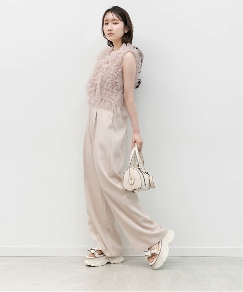 RANDA(ランダ)の「チュールフリルブラウスセットキャミロンパース(サロペット/オーバーオール・レディース・ブラック/ピンク/ベージュ・0/1)」の7枚目の写真