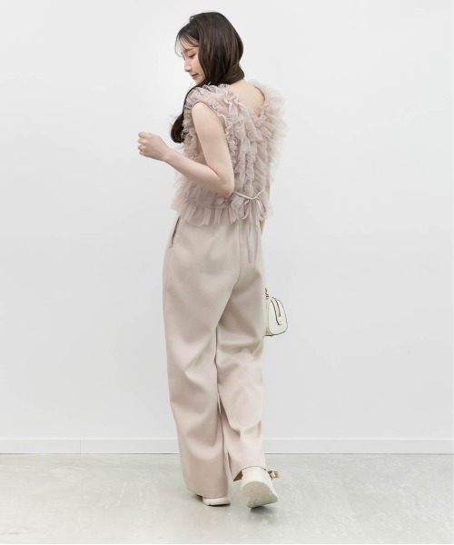 RANDA(ランダ)の「チュールフリルブラウスセットキャミロンパース(サロペット/オーバーオール・レディース・ブラック/ピンク/ベージュ・0/1)」の8枚目の写真