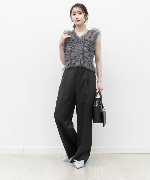 RANDA(ランダ)の「チュールフリルブラウスセットキャミロンパース(サロペット/オーバーオール・レディース・ブラック/ピンク/ベージュ・0/1)」の15枚目の写真