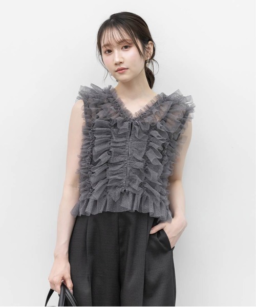 RANDA(ランダ)の「チュールフリルブラウスセットキャミロンパース(サロペット/オーバーオール・レディース・ブラック/ピンク/ベージュ・0/1)」の19枚目の写真