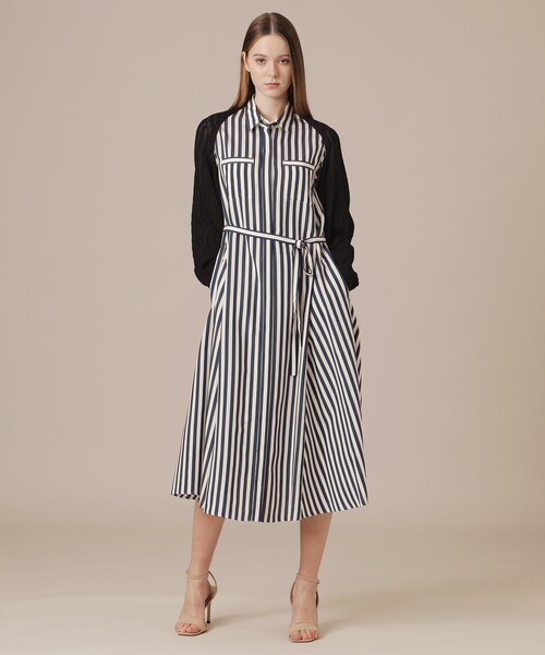 MACKINTOSH LONDON(マッキントッシュ ロンドン)の「【婦人画報4月号掲載】ドビーストライプワンピース(ワンピース・レディース・ネイビー・40/38)」の4枚目の写真