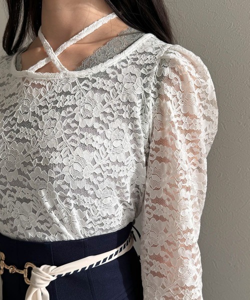 an another angelus（アンアナザーアンジェラス）の「ホルターリボン2wayレーストップス（Tシャツ/カットソー・レディース・クリーム/オフホワイト・FREE）」の17枚目の写真