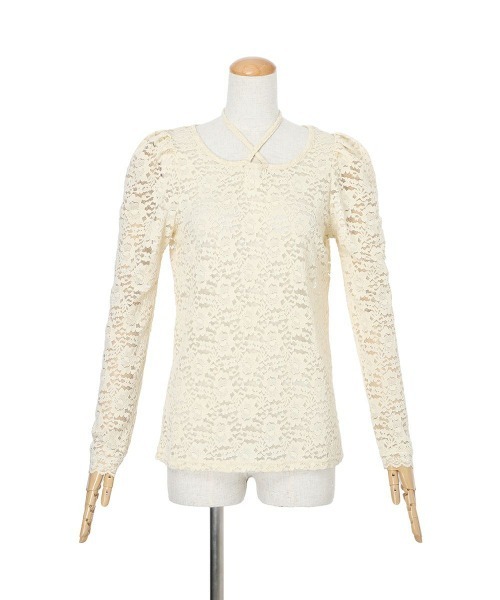 an another angelus（アンアナザーアンジェラス）の「ホルターリボン2wayレーストップス（Tシャツ/カットソー・レディース・クリーム/オフホワイト・FREE）」の4枚目の写真