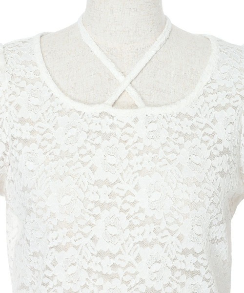 an another angelus（アンアナザーアンジェラス）の「ホルターリボン2wayレーストップス（Tシャツ/カットソー・レディース・クリーム/オフホワイト・FREE）」の7枚目の写真