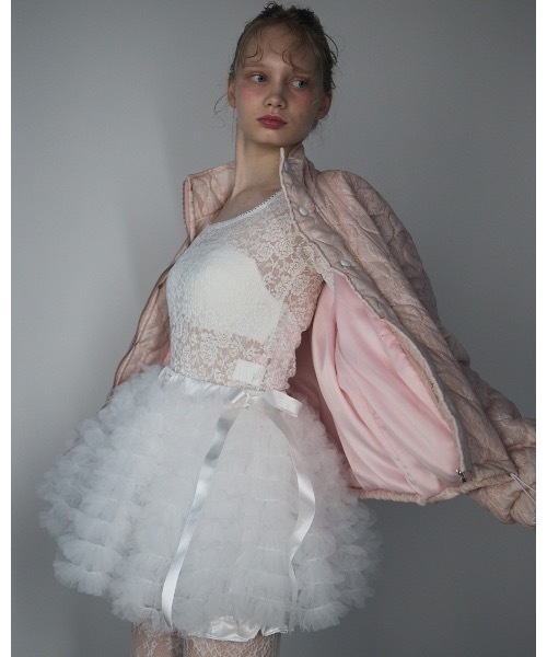 lilLilly（リルリリー）の「チュールティアードミニスカート（スカート・レディース・ホワイト/ブラック・FREE）」の6枚目の写真