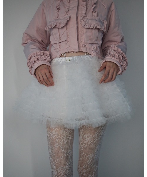 lilLilly（リルリリー）の「チュールティアードミニスカート（スカート・レディース・ホワイト/ブラック・FREE）」の8枚目の写真