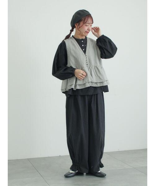 TSUHARU by Samansa Mos2（ツハルバイサマンサモスモス）の「馬布バレルパンツ（その他パンツ・レディース・ブラック/キナリ/ベージュ・F）」の13枚目の写真