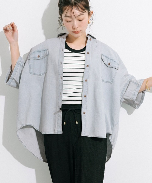 coca(coca)(コカ)の「デニムビック半袖シャツ(シャツ/ブラウス・レディース・ライトブルー/ブルー・M/L)」の6枚目の写真