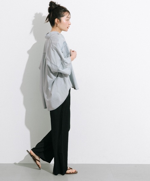 coca(coca)(コカ)の「デニムビック半袖シャツ(シャツ/ブラウス・レディース・ライトブルー/ブルー・M/L)」の7枚目の写真
