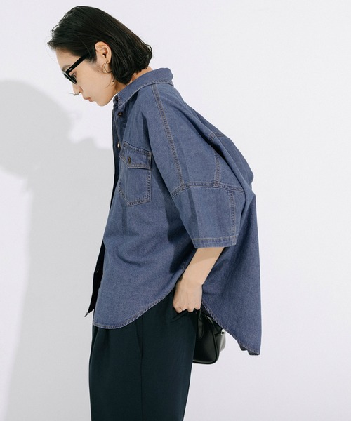 coca(coca)(コカ)の「デニムビック半袖シャツ(シャツ/ブラウス・レディース・ライトブルー/ブルー・M/L)」の11枚目の写真