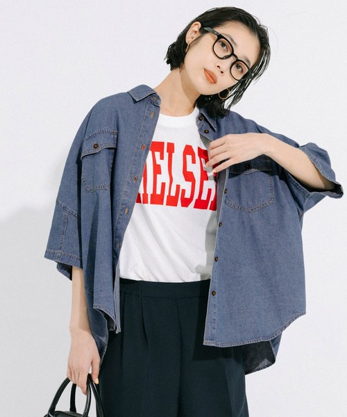 coca(coca)(コカ)の「デニムビック半袖シャツ(シャツ/ブラウス・レディース・ライトブルー/ブルー・M/L)」の14枚目の写真